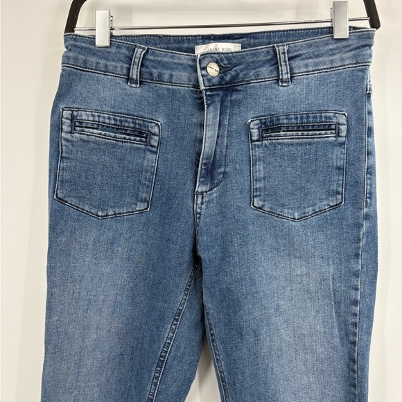 Anine Bing Front Pocket SplitHem Blue Mid Rise Straight Fray Ankle Jeans Size 28 - Picture 4 of 16